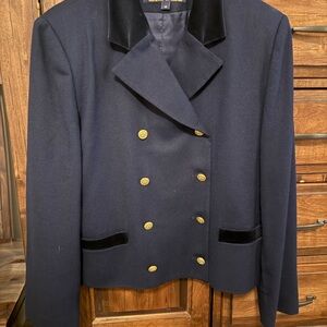 Brooks Brothers Navy Double-Breasted Women's Jacket with Velvet Collar